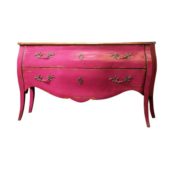 wooden chest of drawers in the style of Louis 15