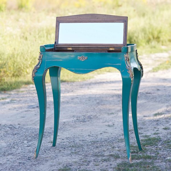 wooden dressing table in vintage style